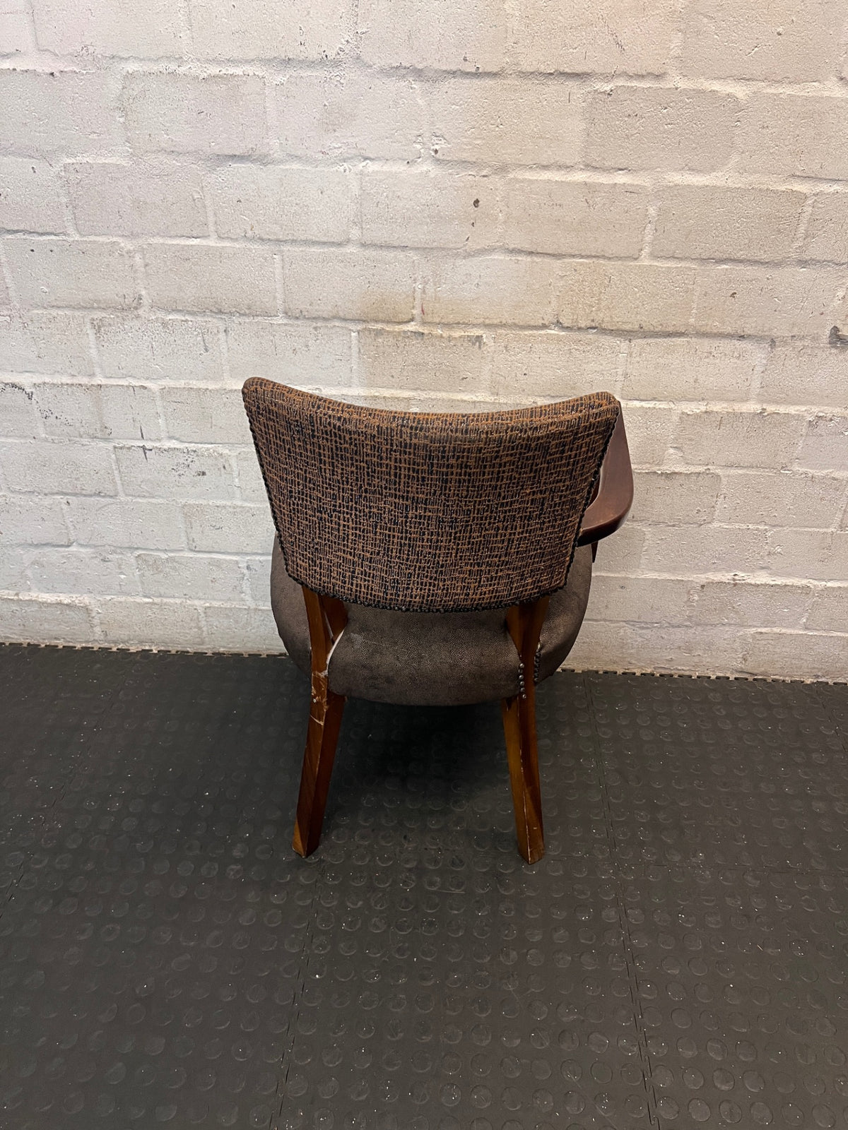 Upholstered Wood Side Chair with Single Armrest – back view