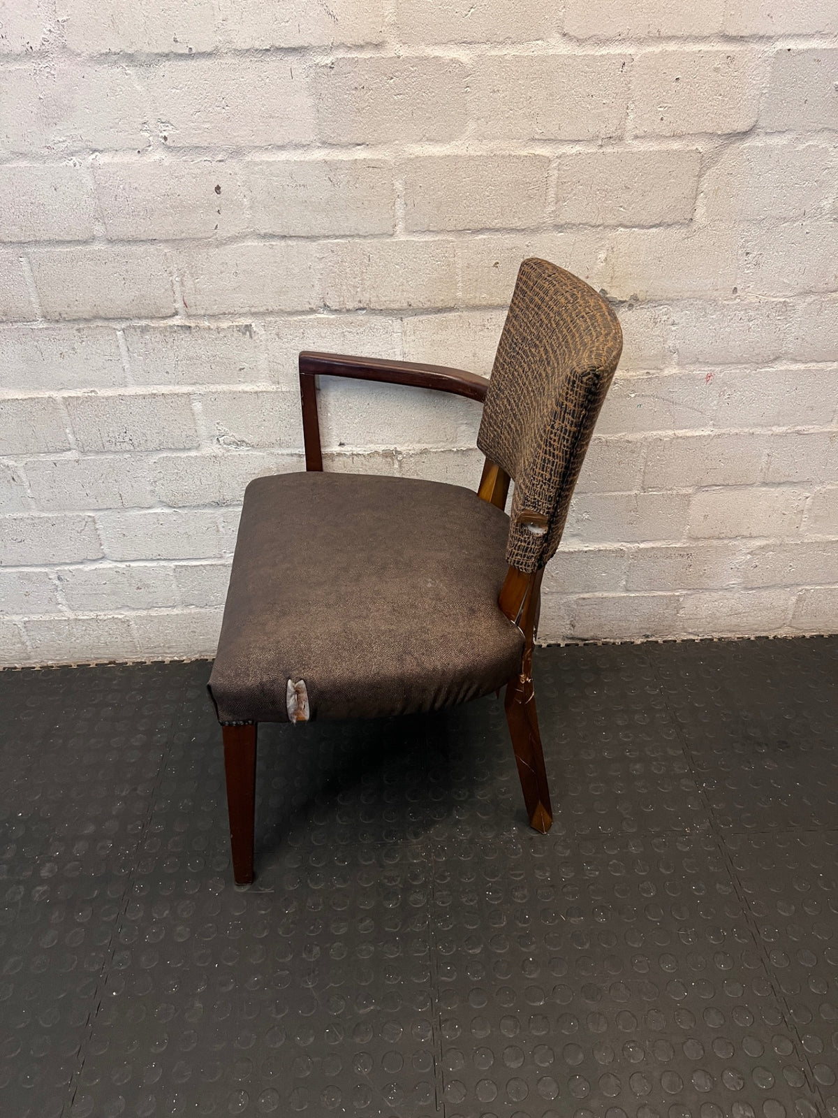 Upholstered Wood Side Chair with Single Armrest – condition detail