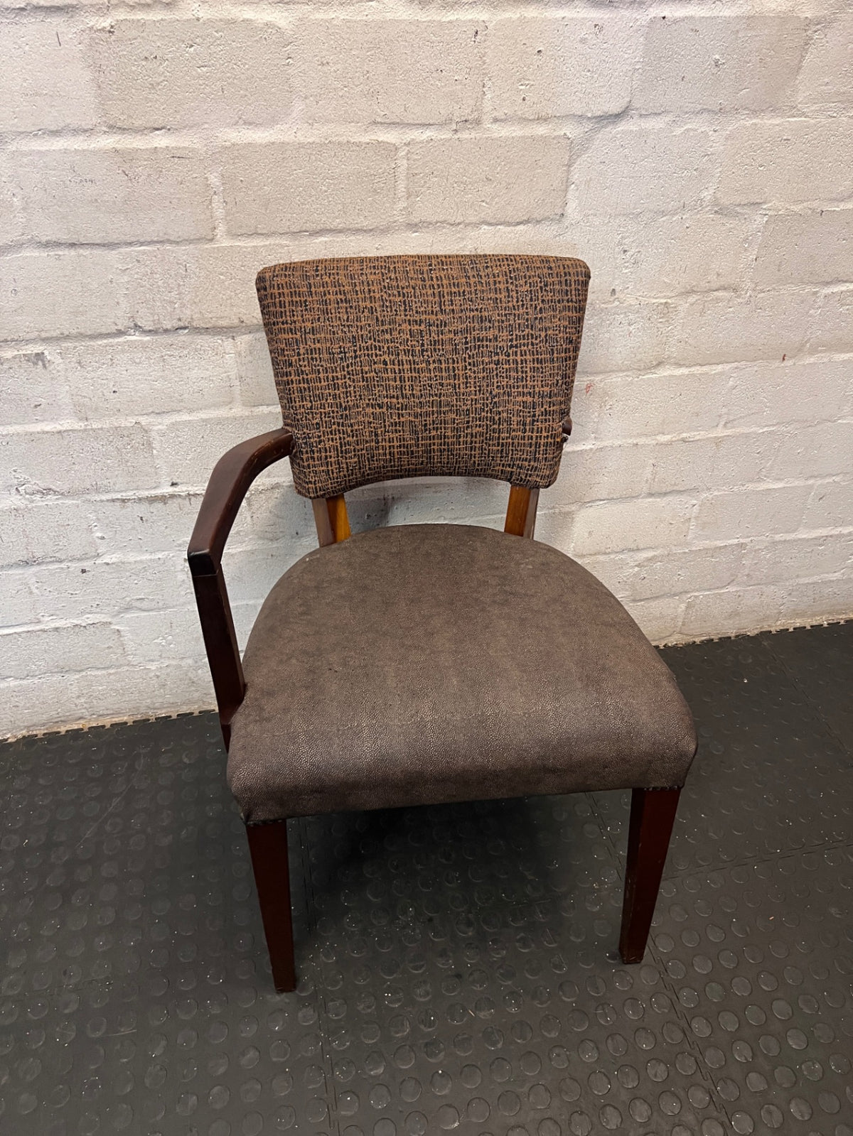 Upholstered Wood Side Chair with Single Armrest – main front view