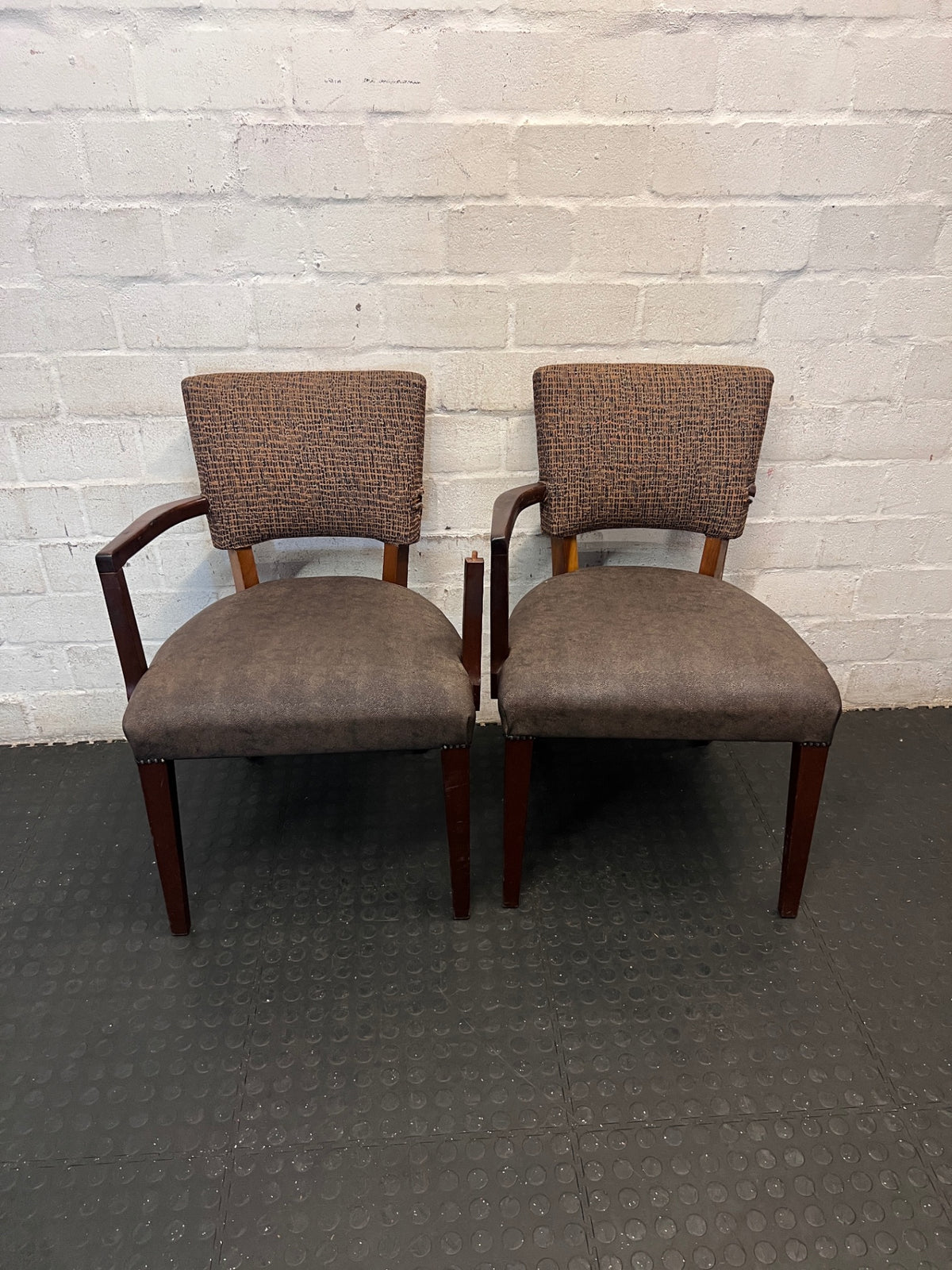 Upholstered Wood Side Chair with Single Armrest – side view