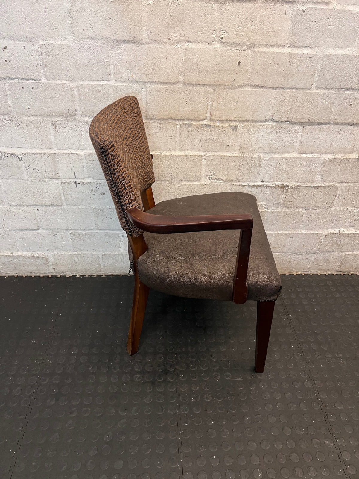 Upholstered Wood Side Chair with Single Armrest – top view