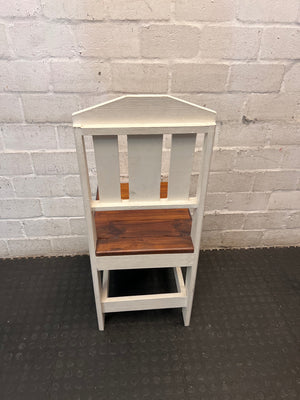 Two-Tone Wood Dining Chair with Slat Back – back view