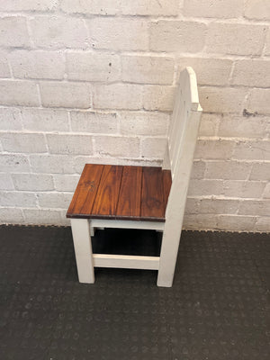 Two-Tone Wood Dining Chair with Slat Back – side view