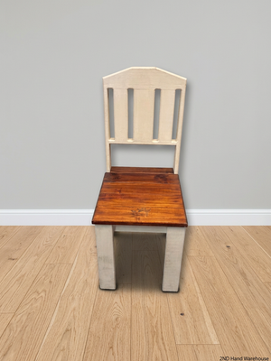 Two-Tone Wood Dining Chair with Slat Back – styled product image