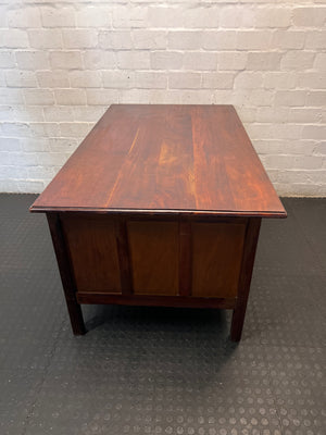 Classic Brown Wooden Office Desk with Six Drawers – condition detail