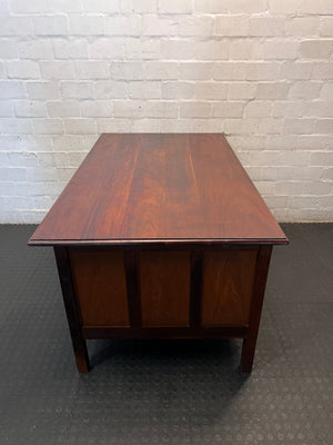 Classic Brown Wooden Office Desk with Six Drawers – top view