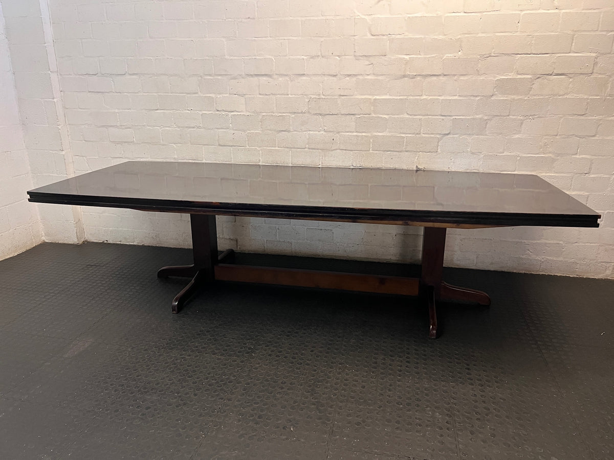 Dark Wood Trestle Dining Table (3m) – condition detail