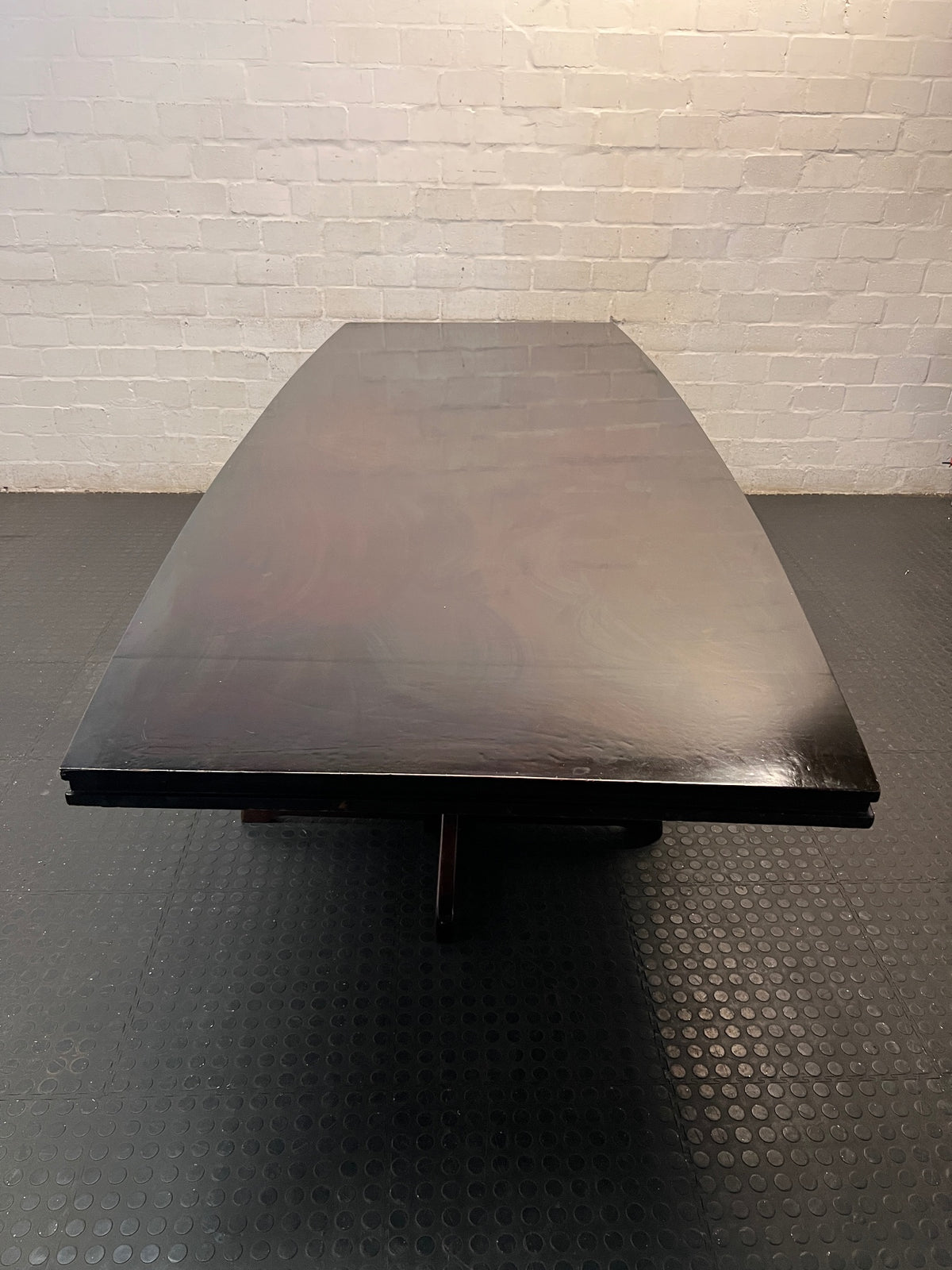 Dark Wood Trestle Dining Table (3m) – side view