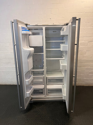 Samsung Silver Double Door Fridge-Freezer with Dispenser – side view