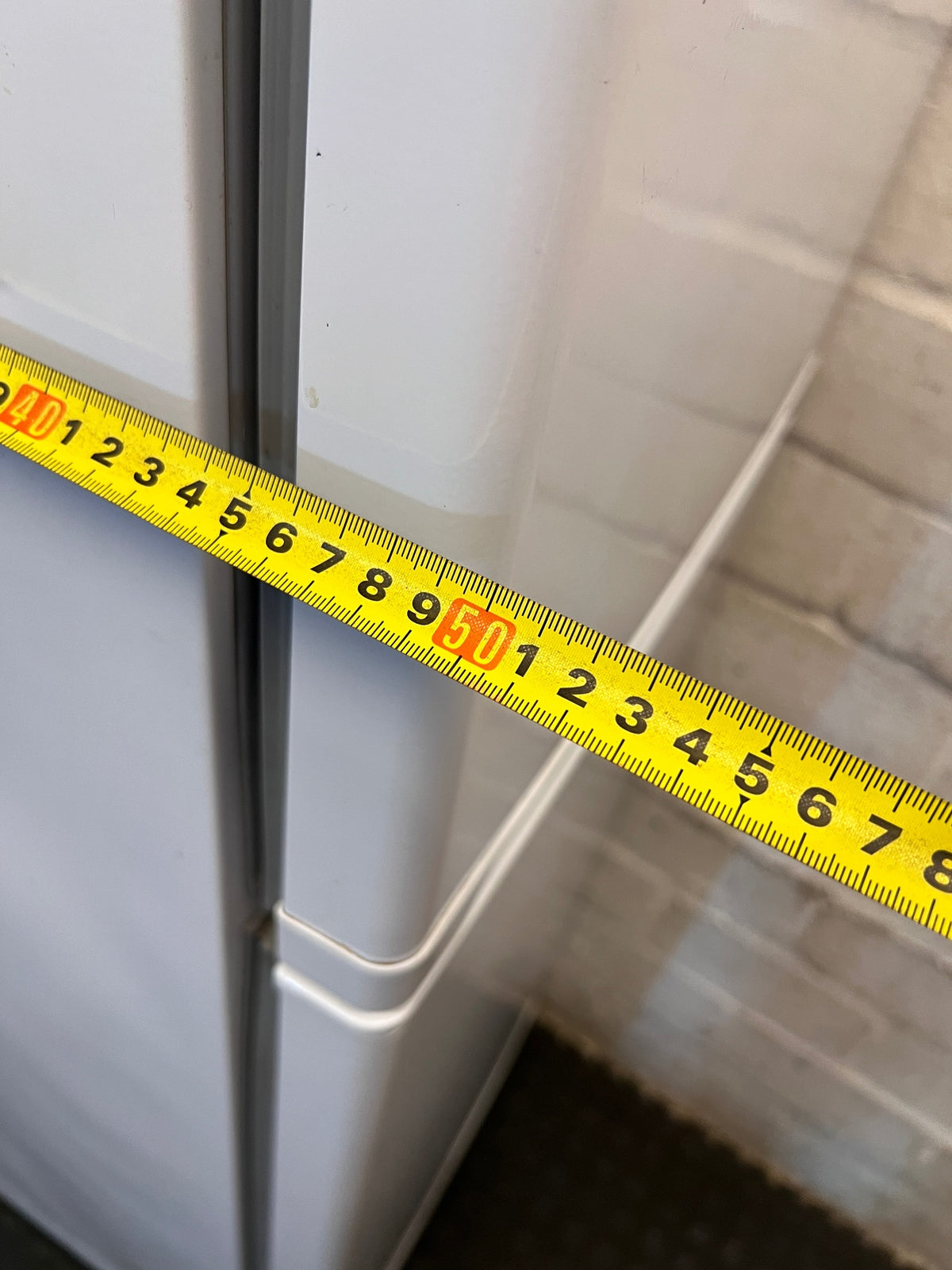 White KIC Top-Mount Fridge Freezer — Working with Burn Damage on Top – width measurement