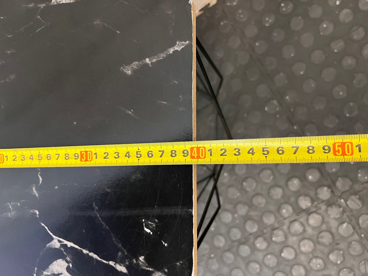 Hexagonal Black Marble-Effect Side Table with Metal Frame – depth measurement