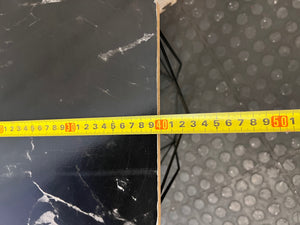 Hexagonal Black Marble-Effect Side Table with Metal Frame – depth measurement