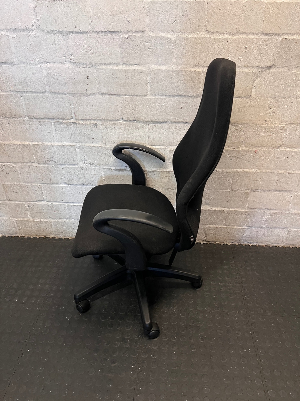 Black Fabric High Back Office Chair – side view