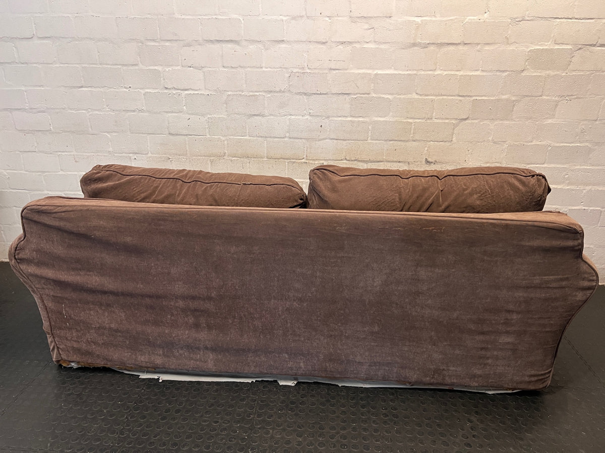 Chocolate Brown Fabric 3 Seater Couch – condition detail