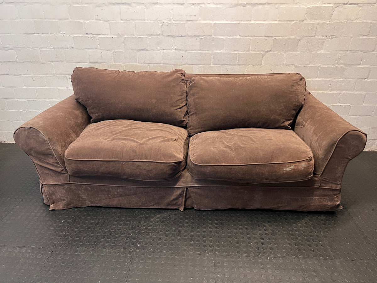 Chocolate Brown Fabric 3 Seater Couch – main front view