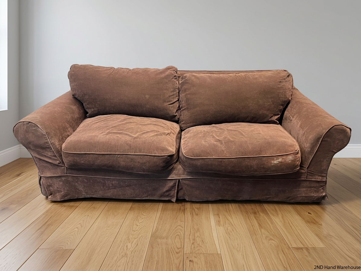 Chocolate Brown Fabric 3 Seater Couch – styled product image