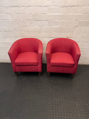 Decofurn Red Fabric Tub Chair – side view