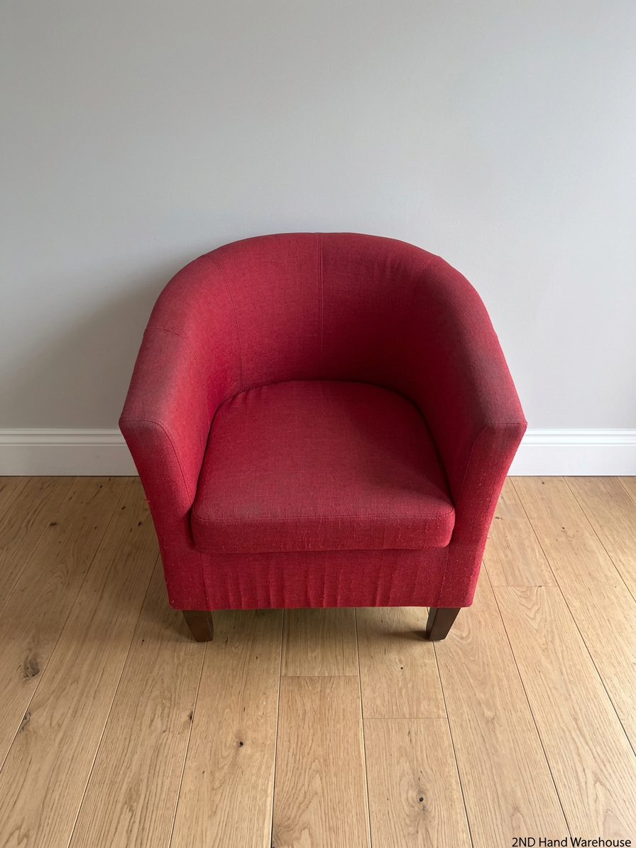 Decofurn Red Fabric Tub Chair – styled product image