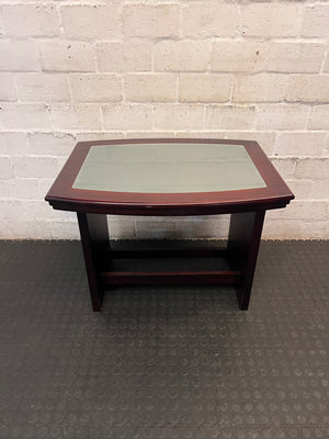 Dark Wood TV Unit with Frosted Glass Inlay – back view