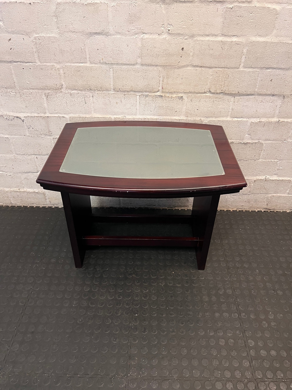 Dark Wood TV Unit with Frosted Glass Inlay – main front view
