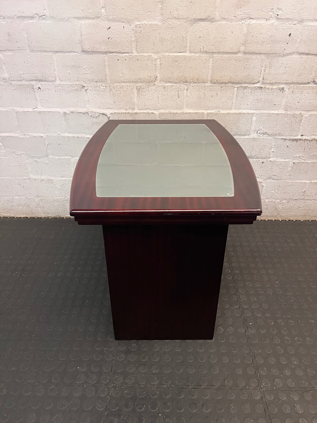 Dark Wood TV Unit with Frosted Glass Inlay – top view