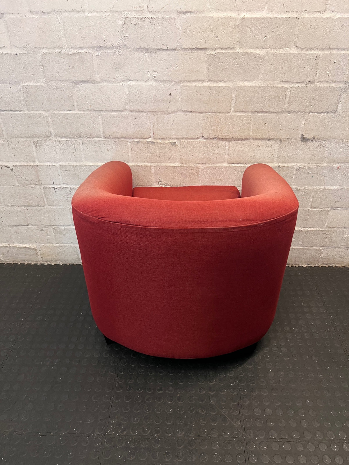 Red Fabric Tub Chair Armchair – back view
