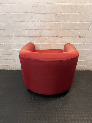 Red Fabric Tub Chair Armchair – back view