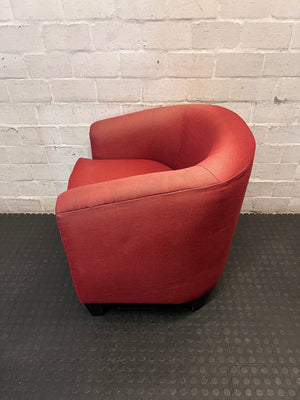 Red Fabric Tub Chair Armchair – condition detail