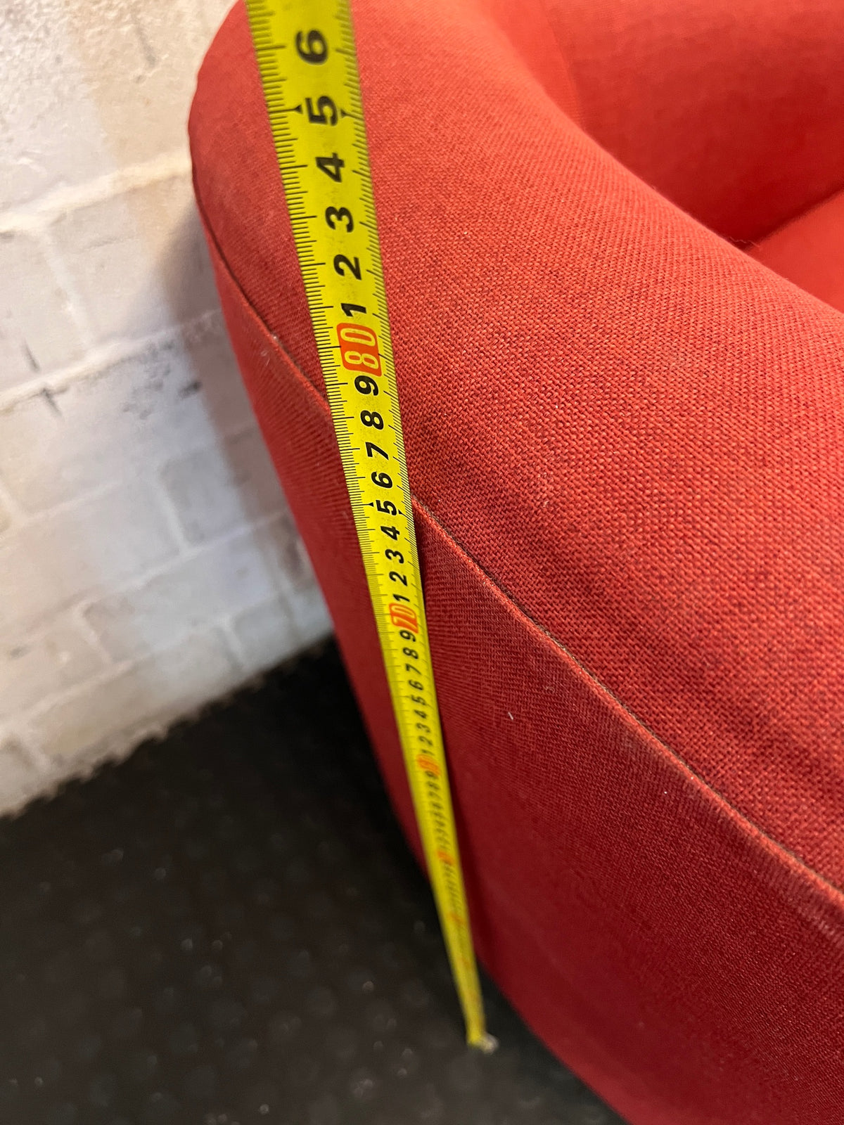 Red Fabric Tub Chair Armchair – height measurement