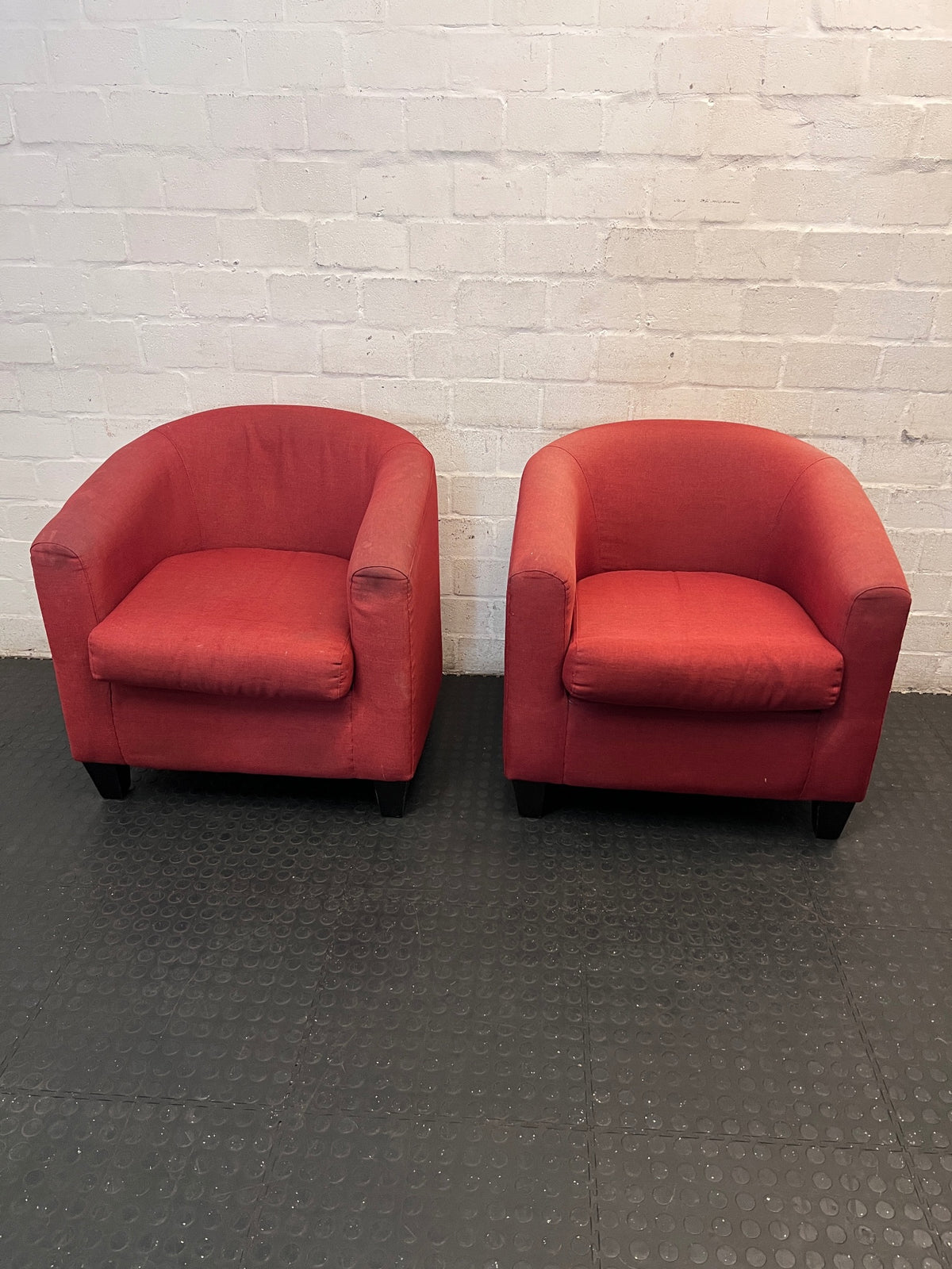 Red Fabric Tub Chair Armchair – side view