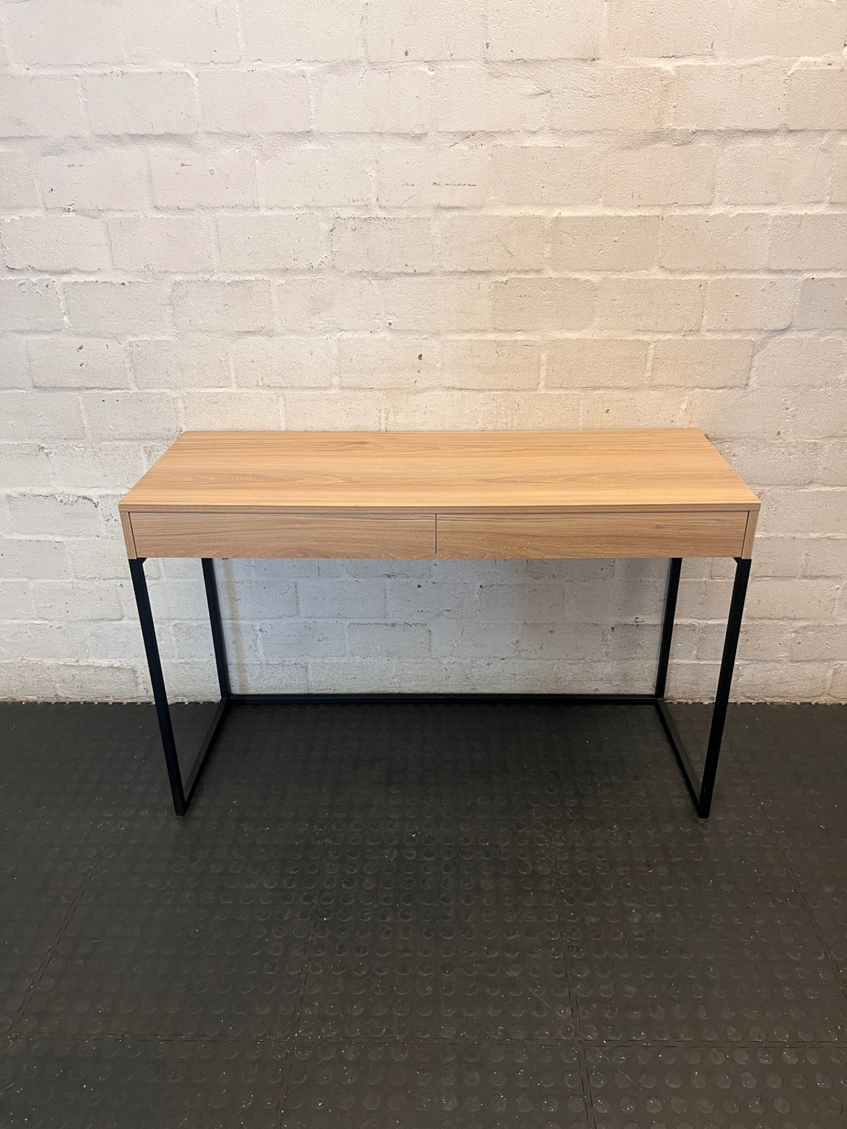 Oak-Tone Sahara Melawood Office Desk with Metal Frame – main front view