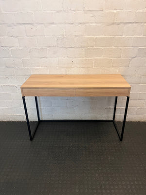 Oak-Tone Sahara Melawood Office Desk with Metal Frame – main front view