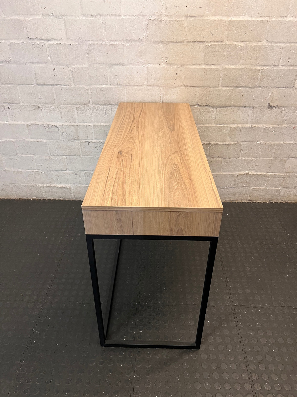 Oak-Tone Sahara Melawood Office Desk with Metal Frame – top view