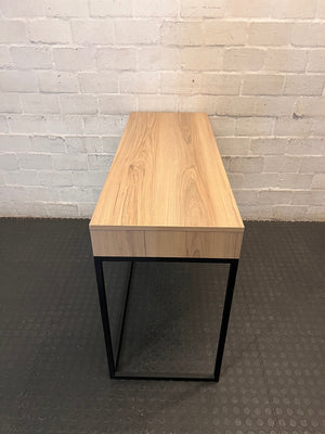 Oak-Tone Sahara Melawood Office Desk with Metal Frame – top view