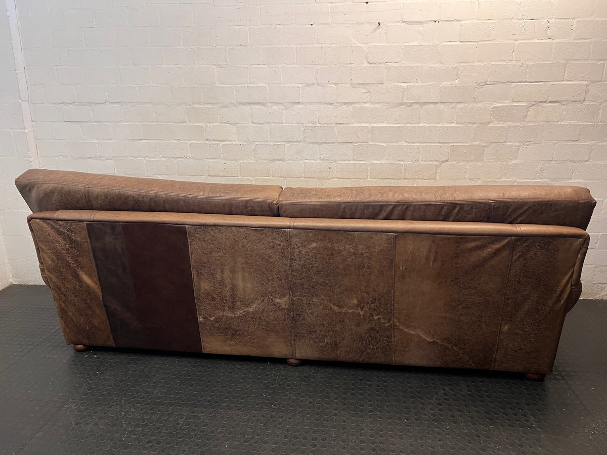 SHF Brown Leather 3 Seater Couch – back view