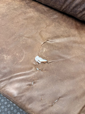 SHF Brown Leather 3 Seater Couch – condition detail