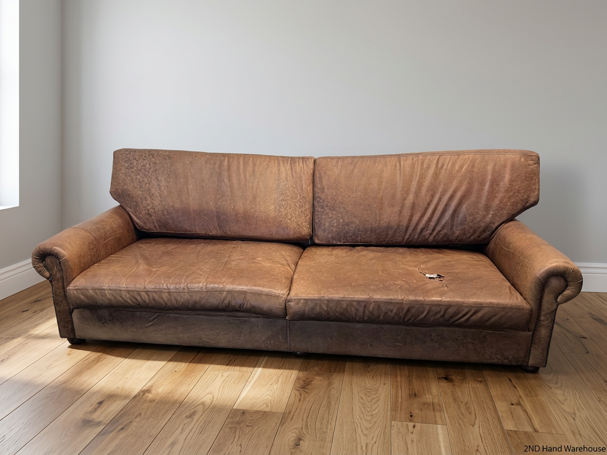 SHF Brown Leather 3 Seater Couch – styled product image