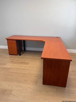L-Shaped Office Desk with 4-Drawer Pedestal – styled product image