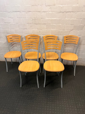 Wooden and Grey Metal Dining Chair – condition detail