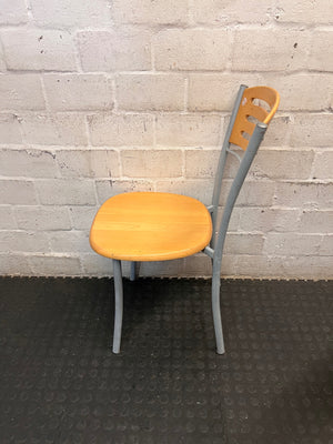 Wooden and Grey Metal Dining Chair – side view