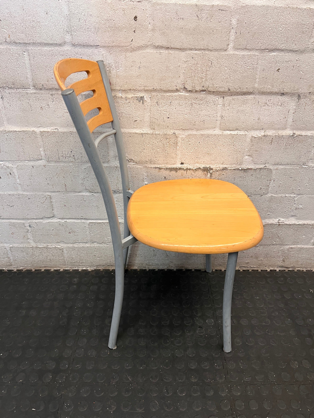 Wooden and Grey Metal Dining Chair – top view