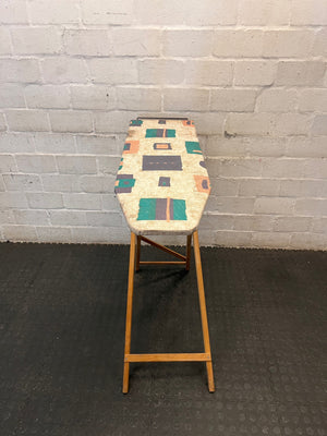 Wooden Folding Ironing Board with Geometric Cover – back view