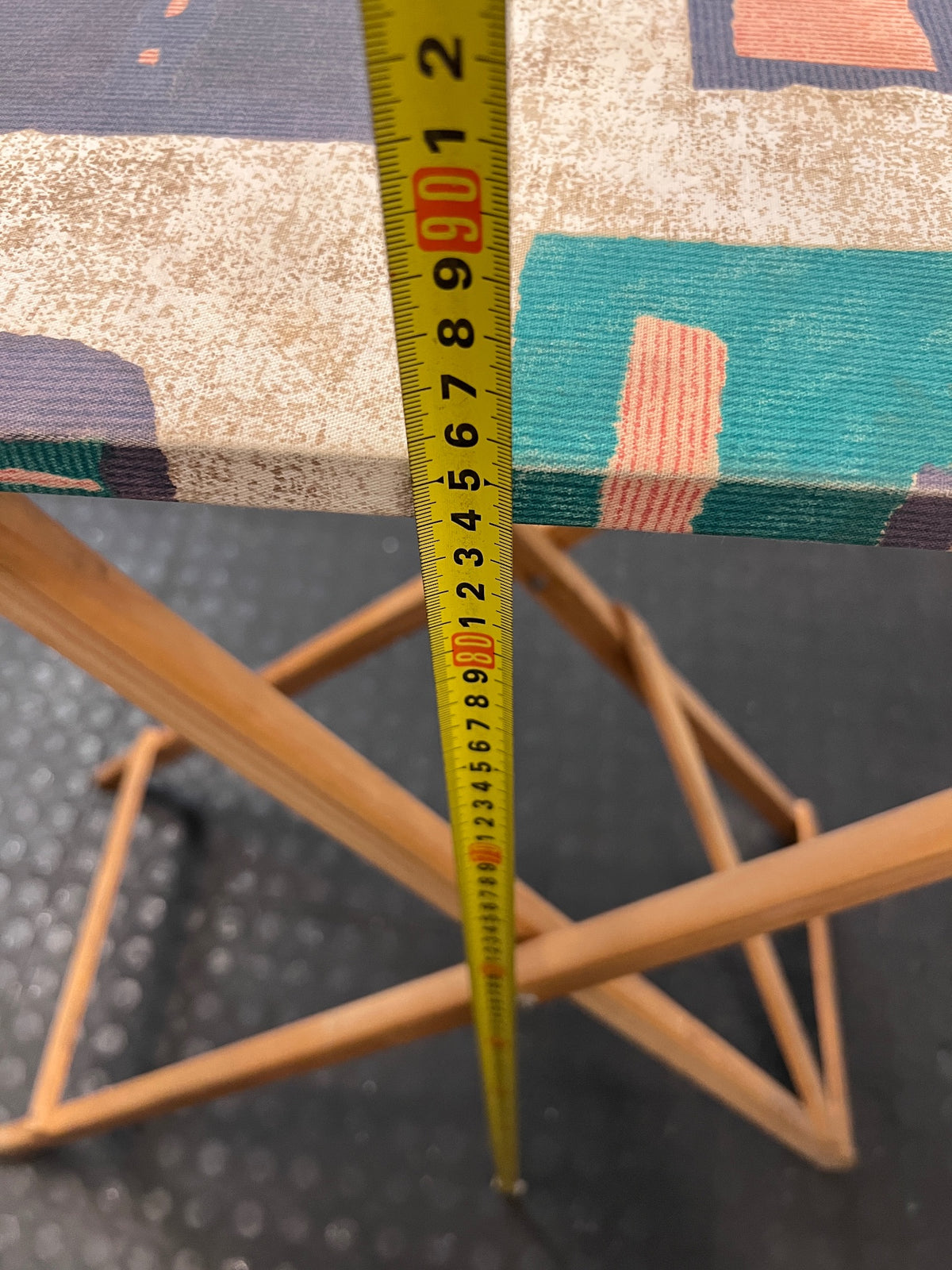 Wooden Folding Ironing Board with Geometric Cover – height measurement
