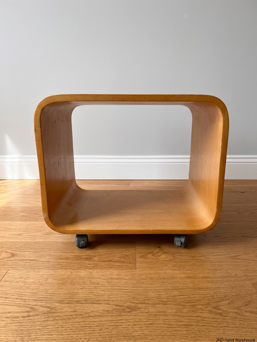 Mobile Bentwood Side Table on Castors – styled product image