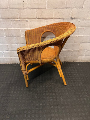 Woven Wicker Accent Chair with Curved Backrest – side view