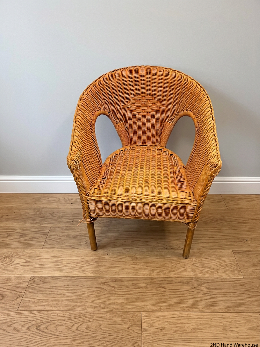 Woven Wicker Accent Chair with Curved Backrest – styled product image