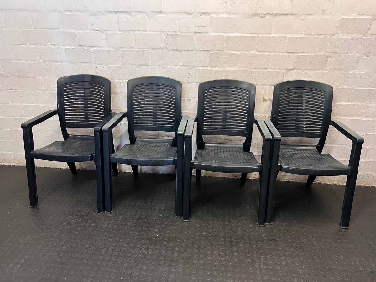 Black Plastic Outdoor Armchair – side view