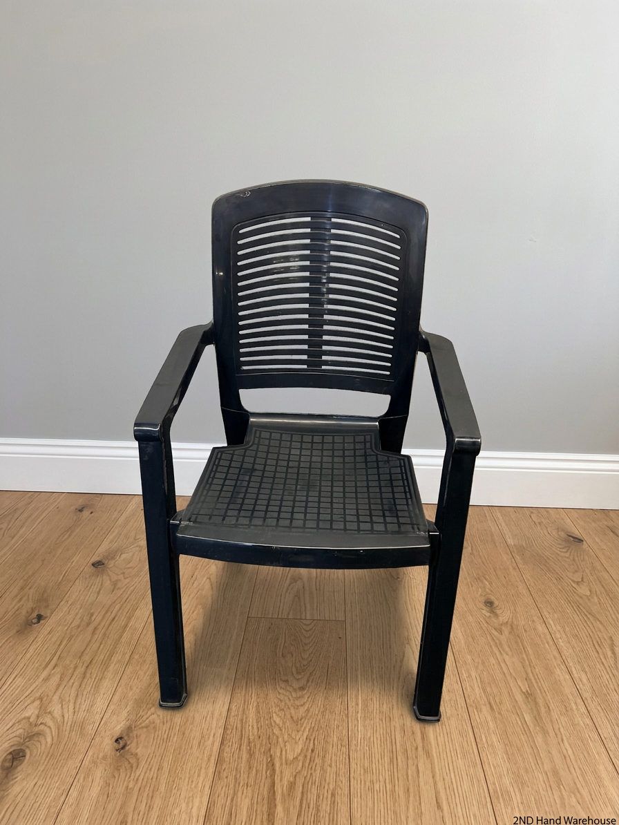 Black Plastic Outdoor Armchair – styled product image
