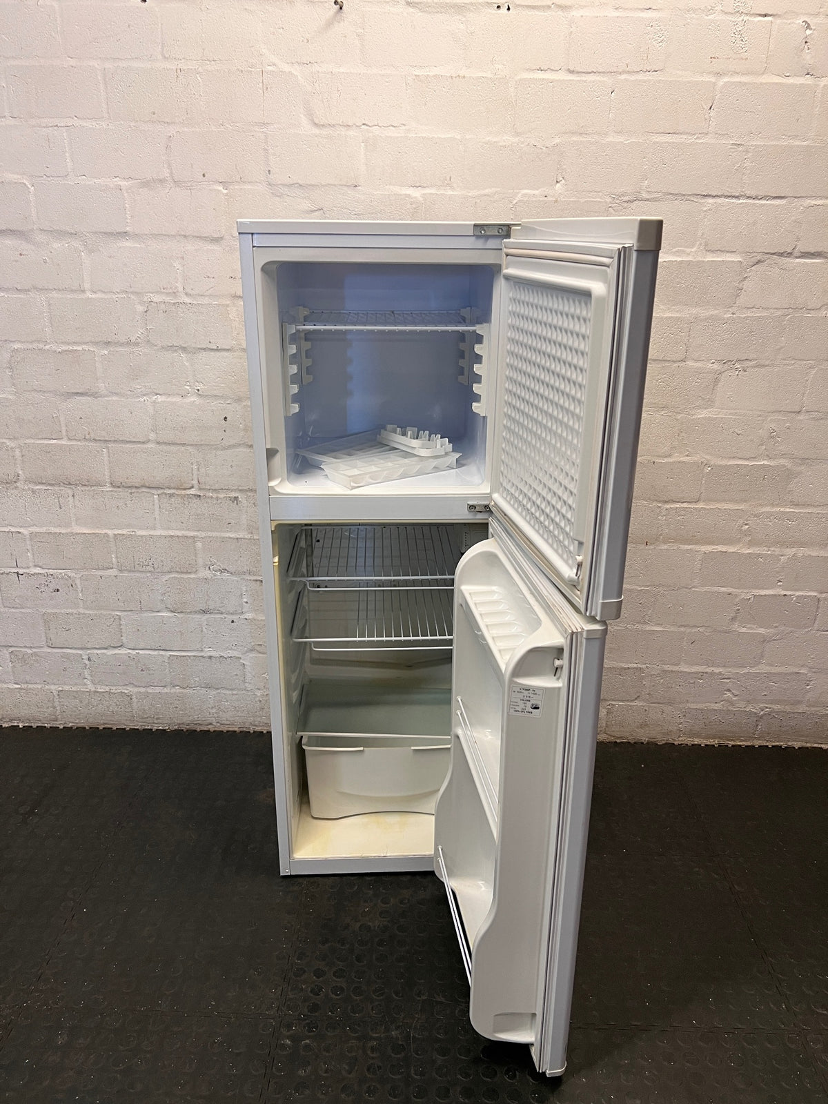 KIC White Top-Mount Fridge-Freezer with Locks — Fridge and Freezer Sections Not Cooling – side view