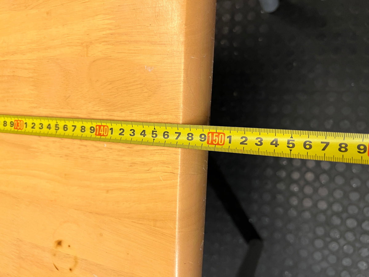 Rectangular Wood-Look Table with Grey Steel Legs – depth measurement